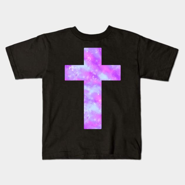 Pastel Nebula Cross Kids T-Shirt by BonBonBunny